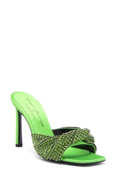 SERGIO ROSSI SERGIO ROSSI X EVANGELIE SMYRNIOTAKI TWISTED CRYSTAL EMBELLISHED STRAP SLIDE SANDAL