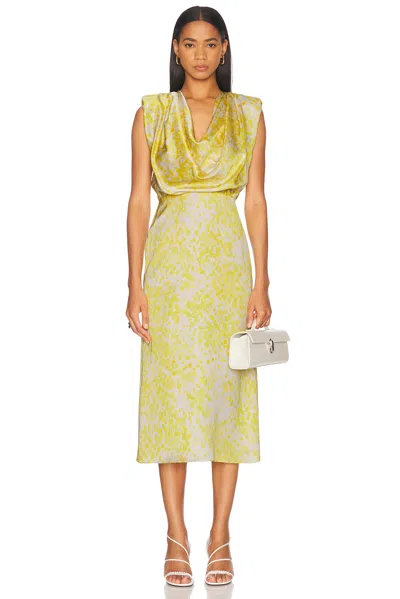 SEV PRINT DRAPED MIDI DRESS