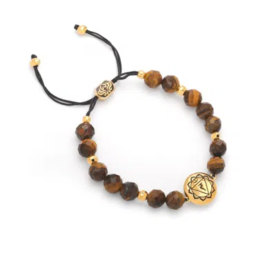 SEVEN SAINTS WOMEN'S BROWN / GOLD SOLAR PLEXUS CHAKRA TIGER'S EYE ENERGY PROTECTION AND PSYCHIC POWER BRACELET