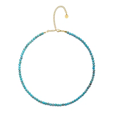 SEVEN SAINTS WOMEN'S GOLD / BLUE TURQUOISE CHOKER NECKLACE, SUCCESS AND GOOD FORTUNE AMPLIFIER