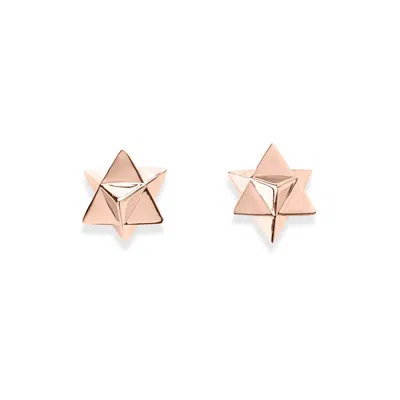 SEVEN SAINTS WOMEN'S MERKABA STAR, LIGHT BODY ACTIVATION STUD EARRINGS, ROSE GOLD