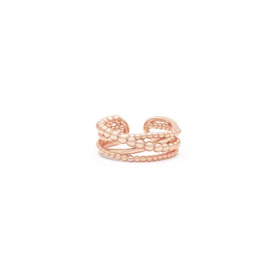 SEVEN SAINTS WOMEN'S MULTI-LAYER BEADED RING, ROSE GOLD OVER STERLING SILVER