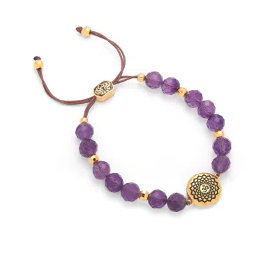 SEVEN SAINTS WOMEN'S GOLD / PURPLE CROWN CHAKRA AMETHYST SPIRITUAL HEALING AND STRESS RELIEF BRACELET