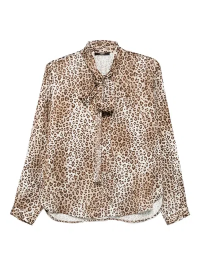 SEVENTY LEOPARD-PRINT TIE-NECK BLOUSE