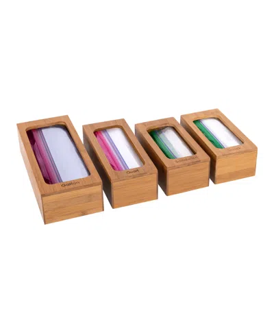 SEVILLE CLASSICS 4-PIECE BAMBOO FOOD STORAGE BAG HOLDER SET