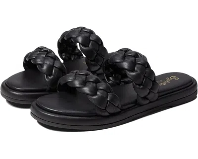 SEYCHELLES GOLDEN COAST SLIDE WOMEN'S US 6.5 BLACK V-LEATHER FLAT SANDAL KHD319