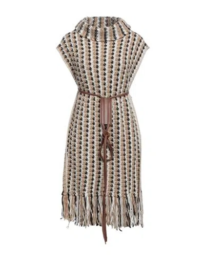 SFIZIO SFIZIO STUDIO WOMAN CAPE CAMEL SIZE ONESIZE ACRYLIC, WOOL, POLYURETHANE, POLYESTER