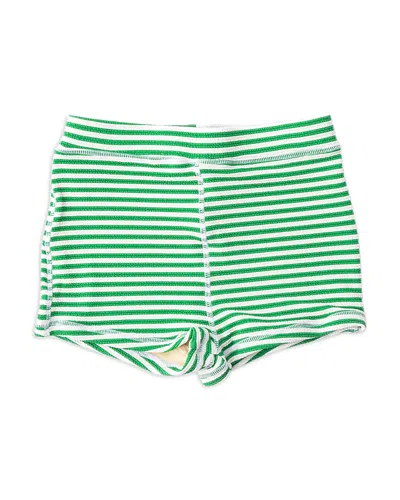 SHADE CRITTERS GIRLS' RIBBED GREEN SWIM SHORTS - LITTLE KID