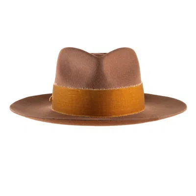 SHADED THE LABEL WOMEN'S BROWN HENDRA COFFEE VELVET FEDORA HAT