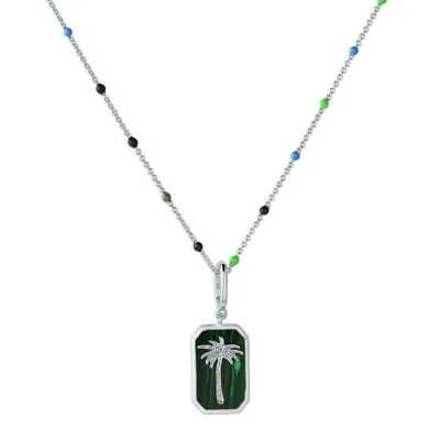 SHADED THE LABEL WOMEN'S PRISCILLA PALM TREE STERLING SILVER BEADED PENDANT NECKLACE