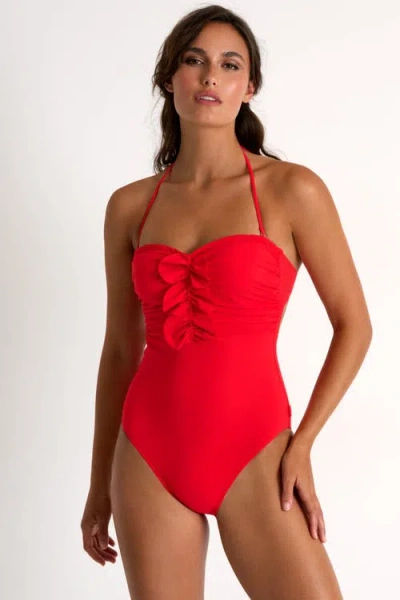 SHAN SHAN ONE-PIECE BANDEAU SWIMSUIT WITH PETALS