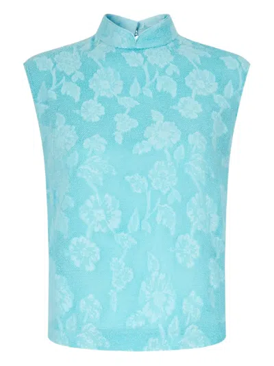 SHANGHAI TANG FLORAL-JACQUARD TOP