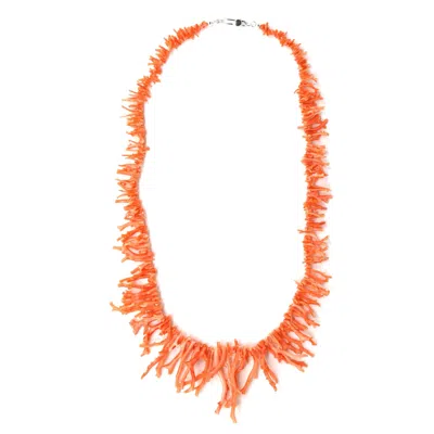 SHAR OKE WOMEN'S ORANGE / SILVER MEDITERRANEAN ORANGE CORAL & STERLING SILVER NECKLACE