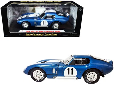 SHELBY COLLECTIBLES 1965 SHELBY COBRA DAYTONA COUPE #11 BLUE METALLIC WITH WHITE STRIPES 1/18 DIECAST MODEL CAR BY SHELB