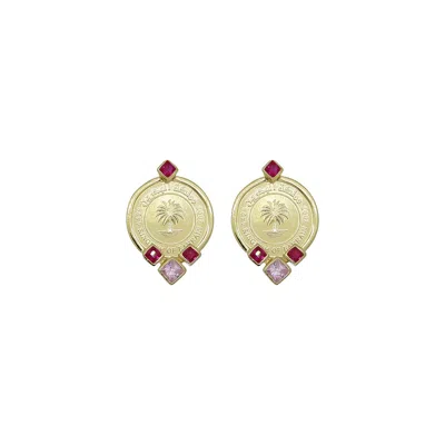 SHERIE BOUTIK WOMEN'S “BAHRAIN WITH LOVE” LIGHT & DARK CRYSTAL COIN EARRINGS