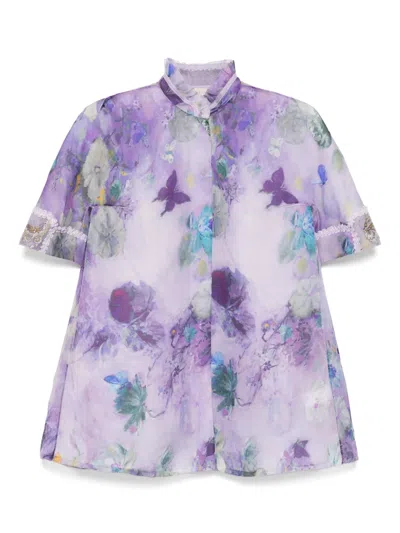 SHIATZY CHEN MANDARIN-COLLAR PRINTED SHIRT