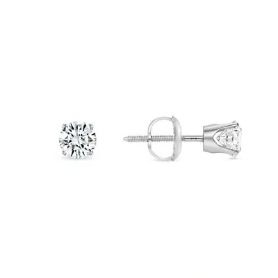 SHINE BRITE WITH A DIAMOND 1/2 CT ROUND LAB CREATED GROWN DIAMOND EARRINGS 14K WHITE GOLD D/VVS CROWN SCREW