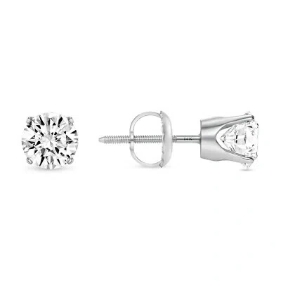 SHINE BRITE WITH A DIAMOND 1.25 CT ROUND LABCREATED GROWN DIAMOND EARRINGS 14K WHITE GOLD E/VVS CROWN SCREW