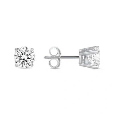 SHINE BRITE WITH A DIAMOND 1.25 CT ROUND LABCREATED GROWN DIAMOND EARRINGS 18K WHITE GOLD E/VVS BASKET PUSH