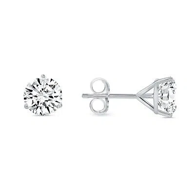 SHINE BRITE WITH A DIAMOND 2 CT ROUND LAB CREATED GROWN DIAMOND EARRINGS 18K WHITE GOLD G/VS MARTINI PUSH
