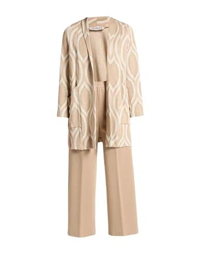 SHIRTAPORTER SHIRTAPORTER WOMAN SUIT BEIGE SIZE 10 VISCOSE, LUREX, POLYESTER, ELASTANE