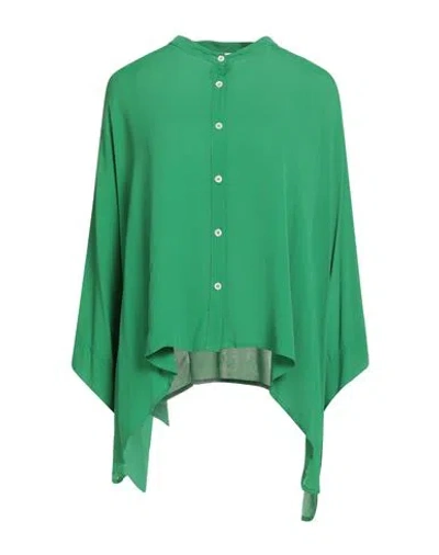 SHIRTAPORTER SHIRTAPORTER WOMAN SHIRT GREEN SIZE 10 VISCOSE, ELASTANE