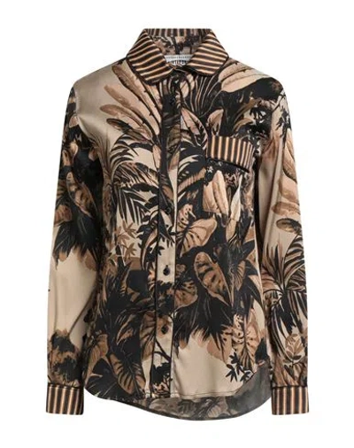 SHIRTAPORTER SHIRTAPORTER WOMAN SHIRT KHAKI SIZE 10 VISCOSE, ELASTANE