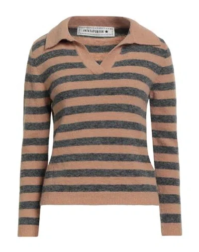 SHIRTAPORTER SHIRTAPORTER WOMAN SWEATER LIGHT BROWN SIZE L POLYAMIDE, WOOL, ALPACA WOOL, ELASTANE
