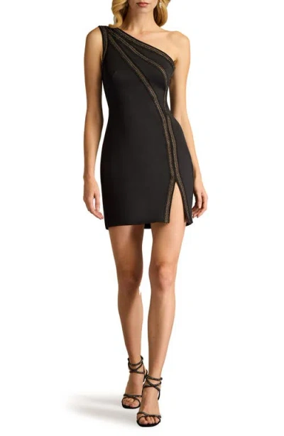 SHO BY TADASHI SHOJI SHO BY TADASHI SHOJI BEAD DETAIL ONE-SHOULDER COCKTAIL DRESS