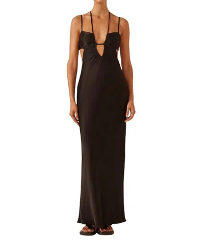 SHONA JOY LYDIE CUT OUT OPEN MAXI DRESS IN BLACK
