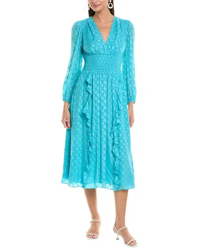 SHOSHANNA SHOSHANNA KATALINA DIAMOND BURNOUT MIDI DRESS