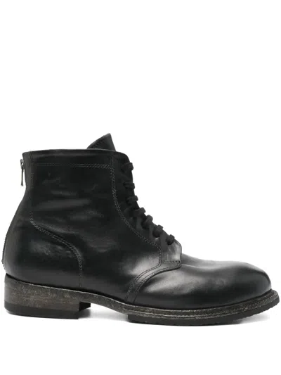 SHOTO LACE-UP ZIPPED BIKER BOOTS