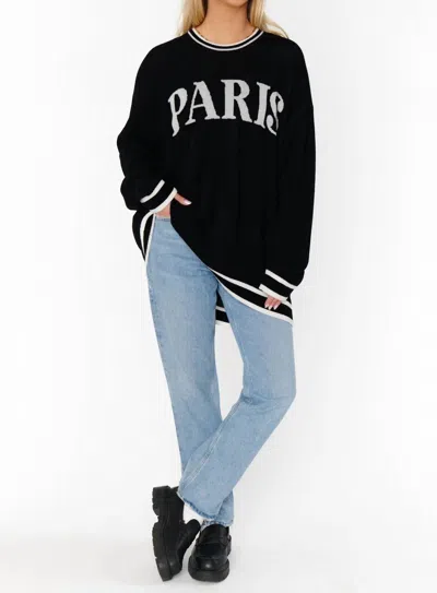 SHOW ME YOUR MUMU ADVENTURE PARIS GRAPHIC KNIT SWEATER IN BLACK