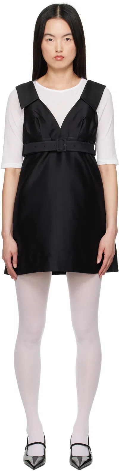 SHUSHU-TONG BLACK A-LINE LAPEL MINIDRESS