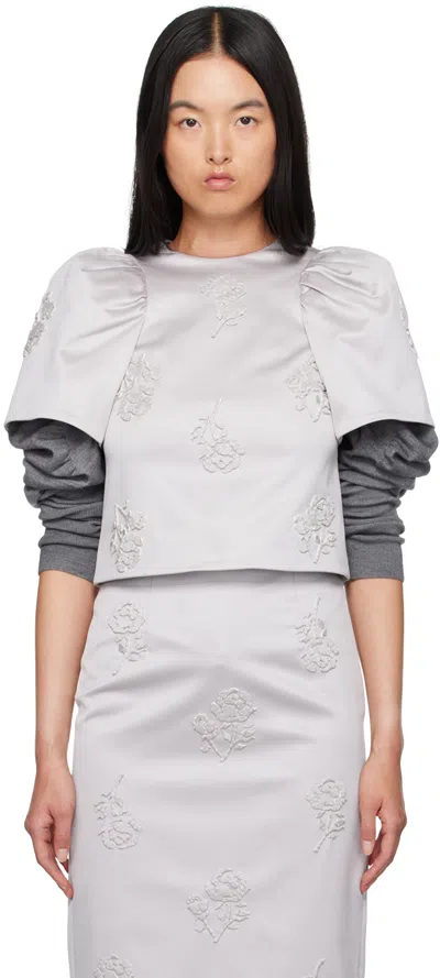 SHUSHU-TONG GRAY PUFF SLEEVE BLOUSE