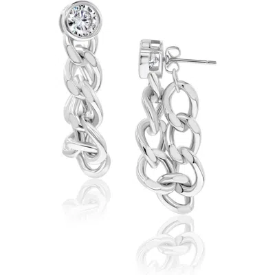 SHYMI SHYMI CUBIC ZIRCONIA CUBAN CHAIN FRONT/BACK EARRINGS