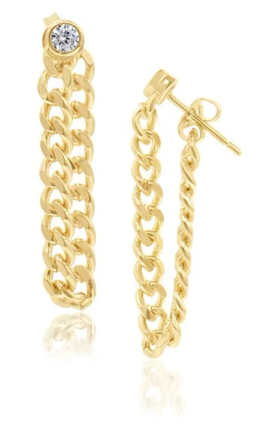 SHYMI SHYMI CUBIC ZIRCONIA THIN CUBAN CHAIN FRONT/BACK EARRINGS