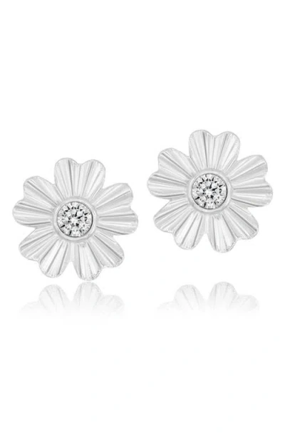 SHYMI SHYMI FLUTED FLOWER CUBIC ZIRCONIA STUD EARRINGS