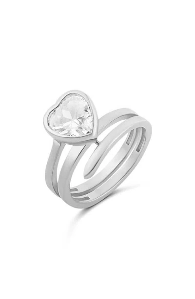 SHYMI SHYMI HEART CUT CUBIC ZIRCONIA SPIRAL STATEMENT RING