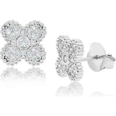 SHYMI SHYMI PAVÉ CLOVER STUD EARRINGS