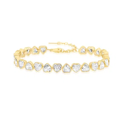 SHYMI WOMEN'S ALTERNATING BEZEL-SET HEART TENNIS BRACELET - GOLD