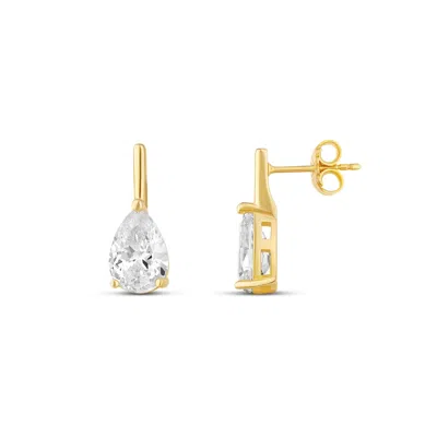 SHYMI WOMEN'S PEAR SHAPE BAR DROP EARRINGS - GOLD