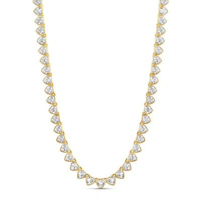 SHYMI WOMEN'S BEZEL SET HEART TENNIS NECKLACE - GOLD