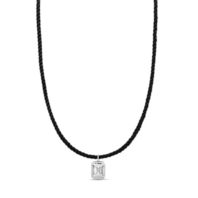 SHYMI WOMEN'S CORD NECKLACE WITH FANCY SHAPE - SILVER EMERALD