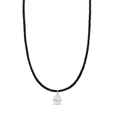 SHYMI WOMEN'S CORD NECKLACE WITH FANCY SHAPE - SILVER PEAR