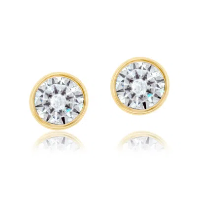 SHYMI WOMEN'S FANCY SHAPE BEZEL SET STUDS - ROUND GOLD