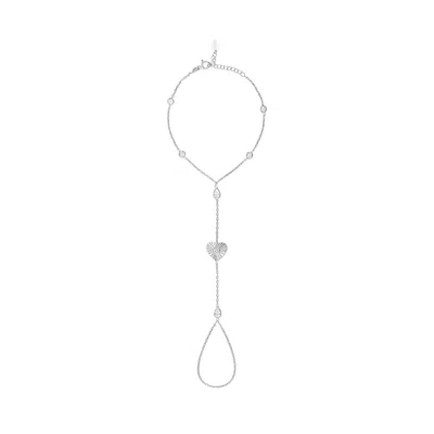 SHYMI WOMEN'S FLUTED HEART HAND CHAIN - SILVER