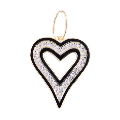 SHYMI WOMEN'S GOLD / BLACK ENAMEL OPEN HEART CHARM - BLACK