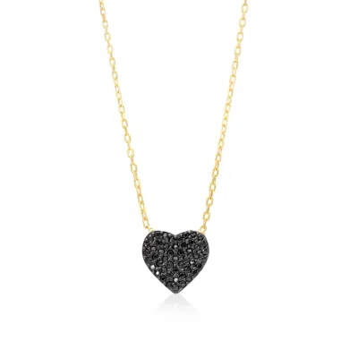 SHYMI WOMEN'S GOLD / BLACK MINI PAVE HEART NECKLACE - BLACK