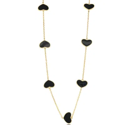 SHYMI WOMEN'S GOLD / BLACK MULTI HEART LAYERING NECKLACE - BLACK